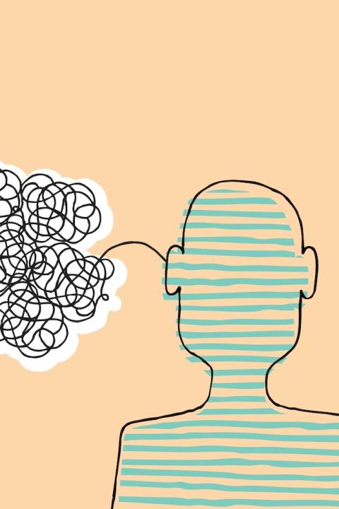 Graphic of one person talking and the other listening 