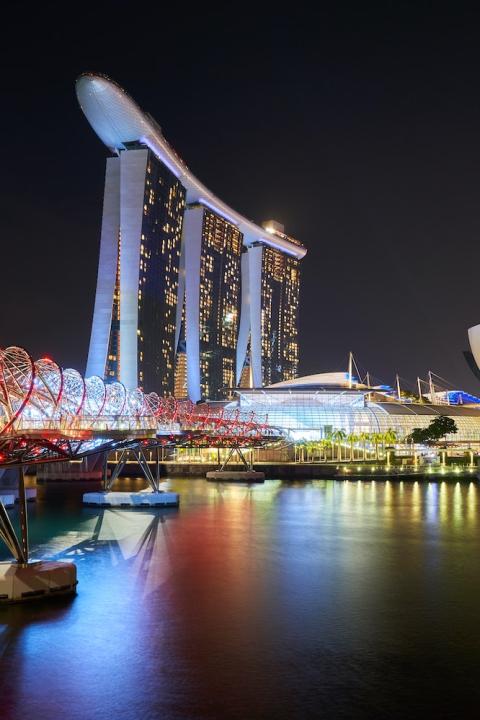 The skyline around the Gardens by the Bay nature park in the Central Region of Singapore. 