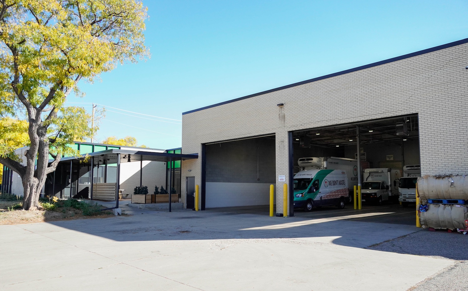 We Don't Waste's new 30,000-square-food facility as seen from the street — food waste