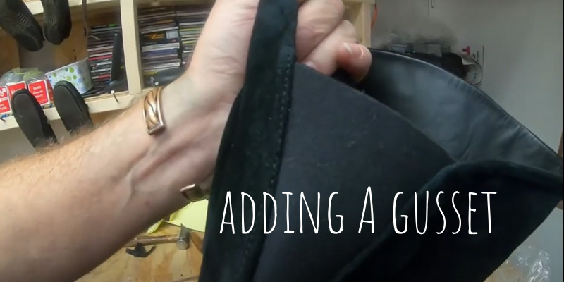 Adding a gusset to stretch work boots