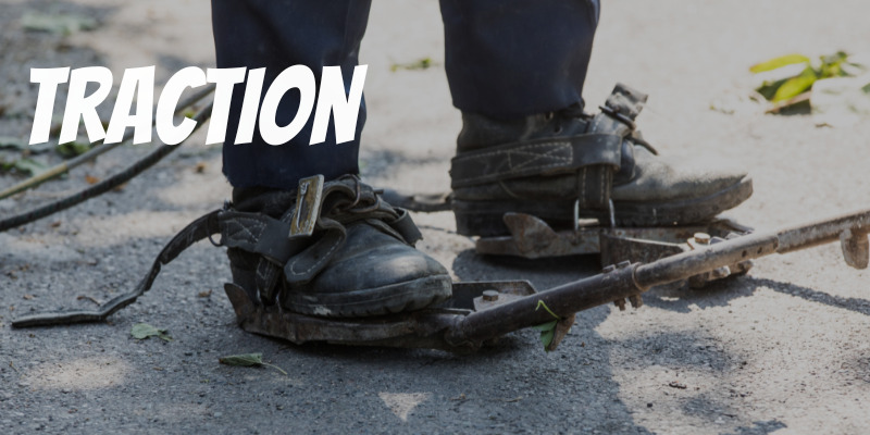 Traction in work boots for electricians